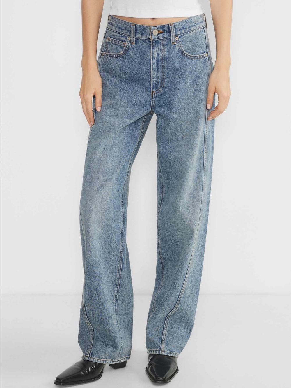 Denim Forum The ‘90s Seamed Hi-Rise Barrel Jean